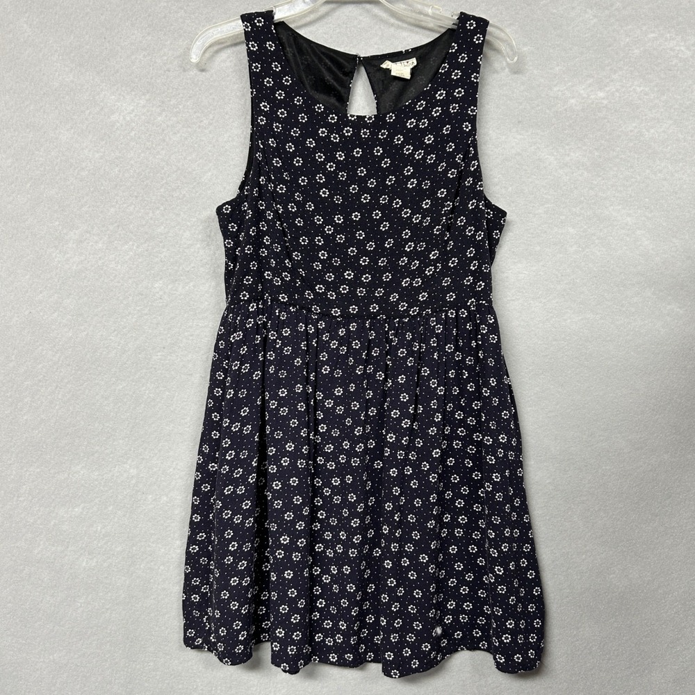 One Clothing Women L Dress Black Floral Whimsigoth Babydoll A-Line Sleeveless